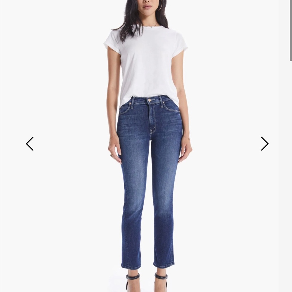 MOTHER Denim straight leg, mid-rise, ankle cut jeans